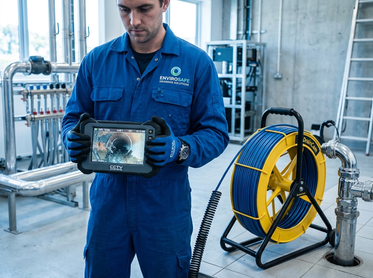 Inspection caméra d'une canalisation par un technicien EREM Assainissement